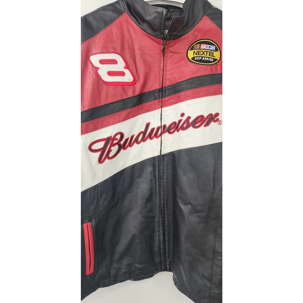 90's‎ Y2K Men's Wilsons Leather Dale Jr Budweiser Racing Jacket NASCAR 2XL